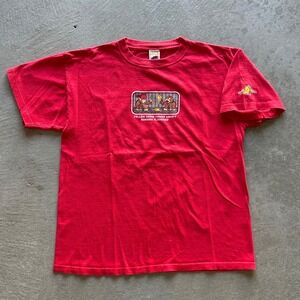 Vintage Y2K To The Edge Monkey Shirt Size Large Red Funny Yellow Snow Skate